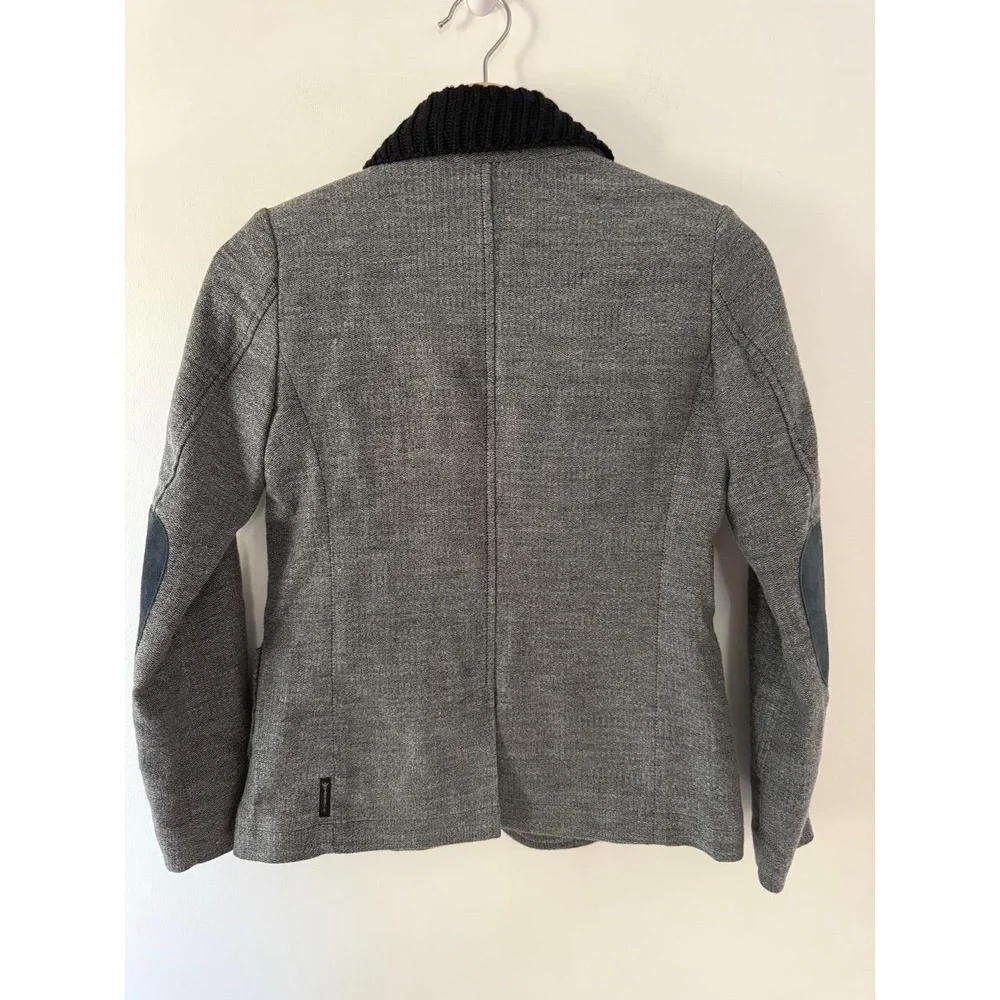 Armani Junior Boys Blazer Coat size 10 Grey Black Classic Elbow Patches Designer